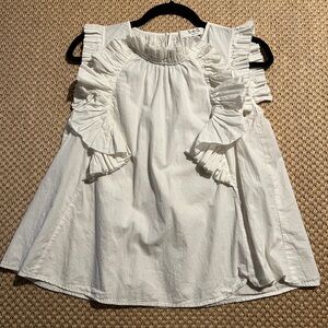 Sea New York | Women’s White Cotton Blouse Ruffle Detail | US 6